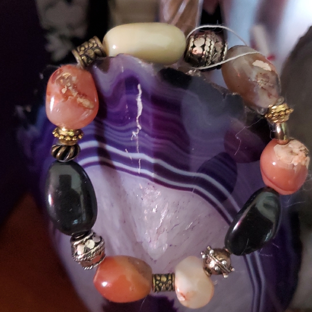 Elegant Cream and Orange Bracelet.